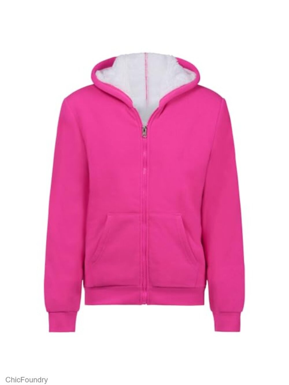 Girls Sherpa Lined Zip Up Hoodie Warm Fleece Jacket